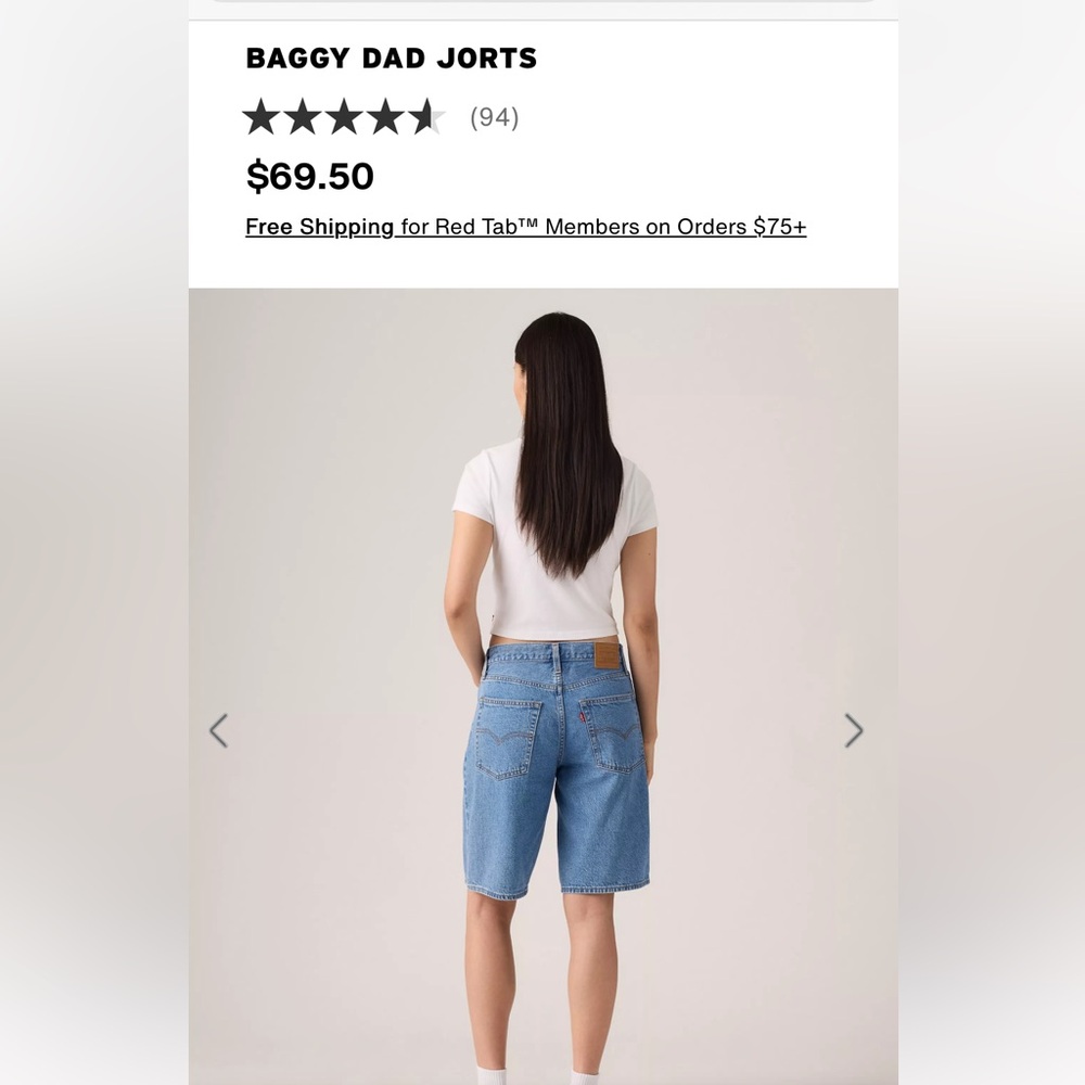 Levi’s Denim Baggy Dad Jorts Dark Wash Size 27 BNWT